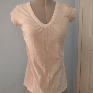 SO - XS Plain White V-Neck Tee Short Sleeves